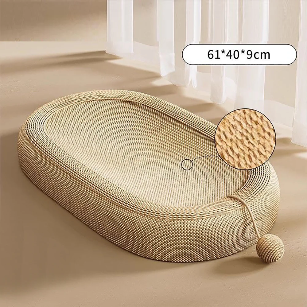 Oval-shaped Extra Large Sisal Cat Scratcher - 61X40X9 cm - Image 2