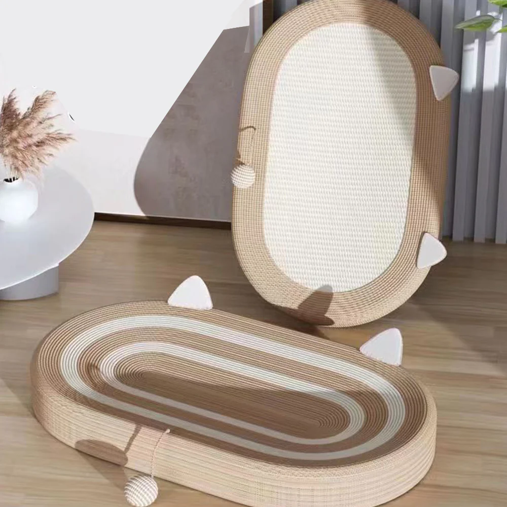 Oval-shaped Extra Large Sisal Cat Scratcher With Ears - 61X40X9 cm - Image 10