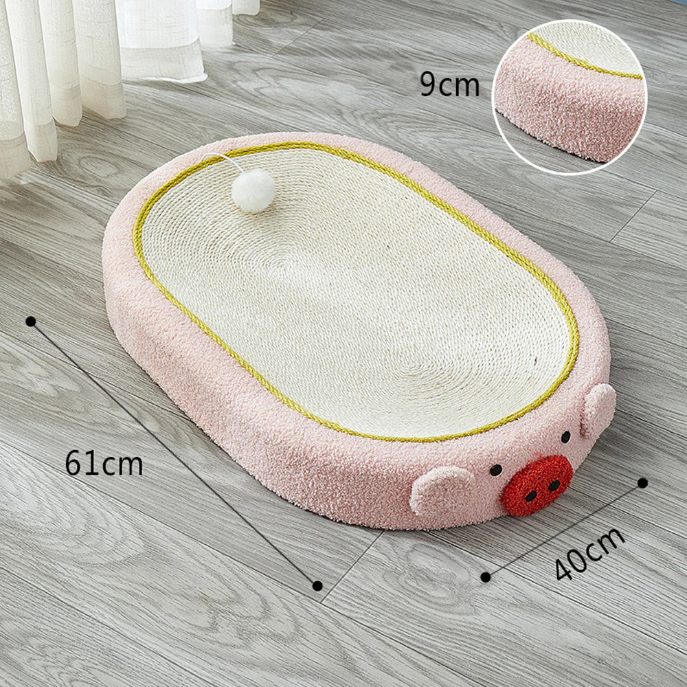 Oval-shaped Extra Large Sisal Cat Scratcher With Ears - 61X40X9 cm - Image 11