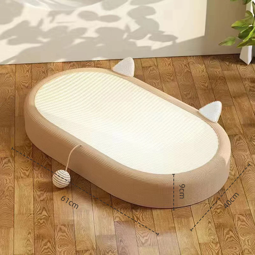 Oval-shaped Extra Large Sisal Cat Scratcher With Ears - 61X40X9 cm - Image 4