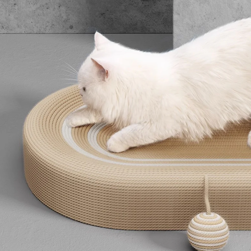 Oval-shaped Extra Large Sisal Cat Scratcher With Ears - 61X40X9 cm - Image 7