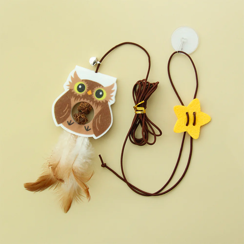 Owl Hanging Door with Elastic Swing & Catnip Ball Cat Toy - Image 2