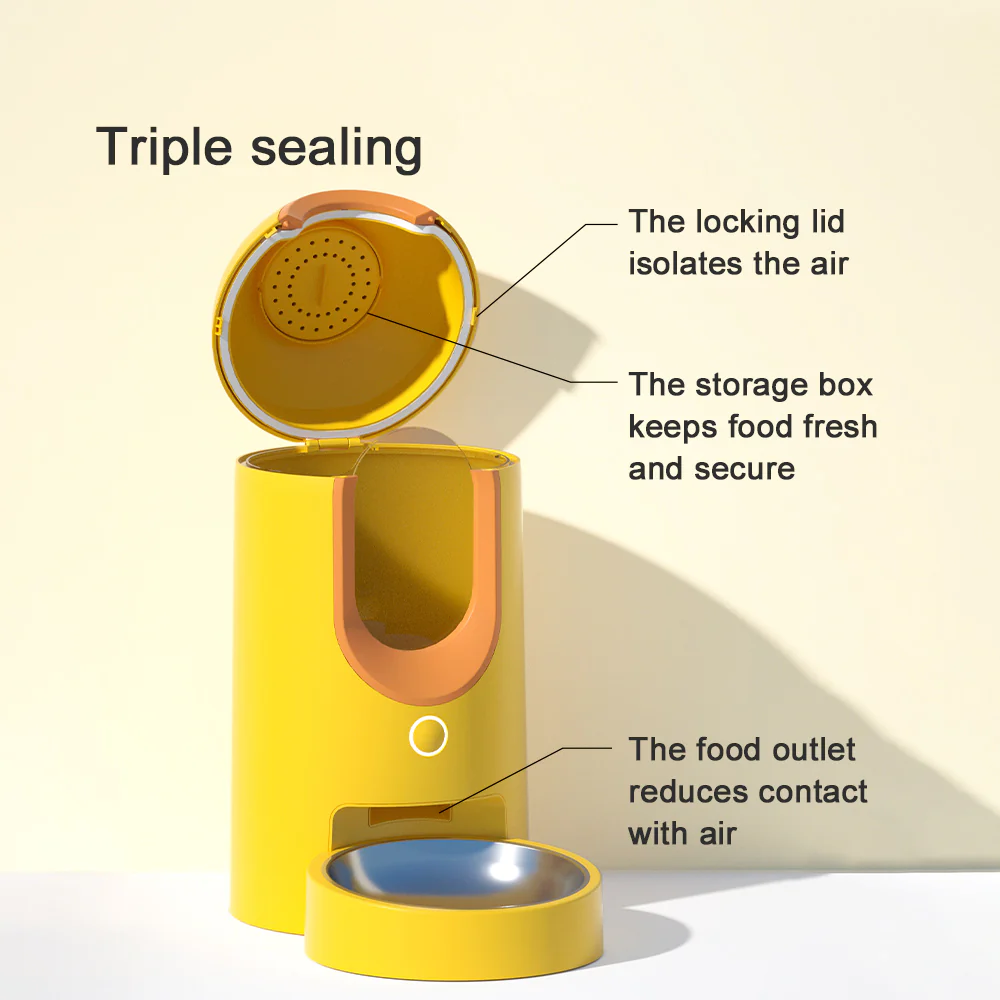 PAKEWAY Yellow Wifi-enabled Automatic Pet Feeder 2.6L - Image 7