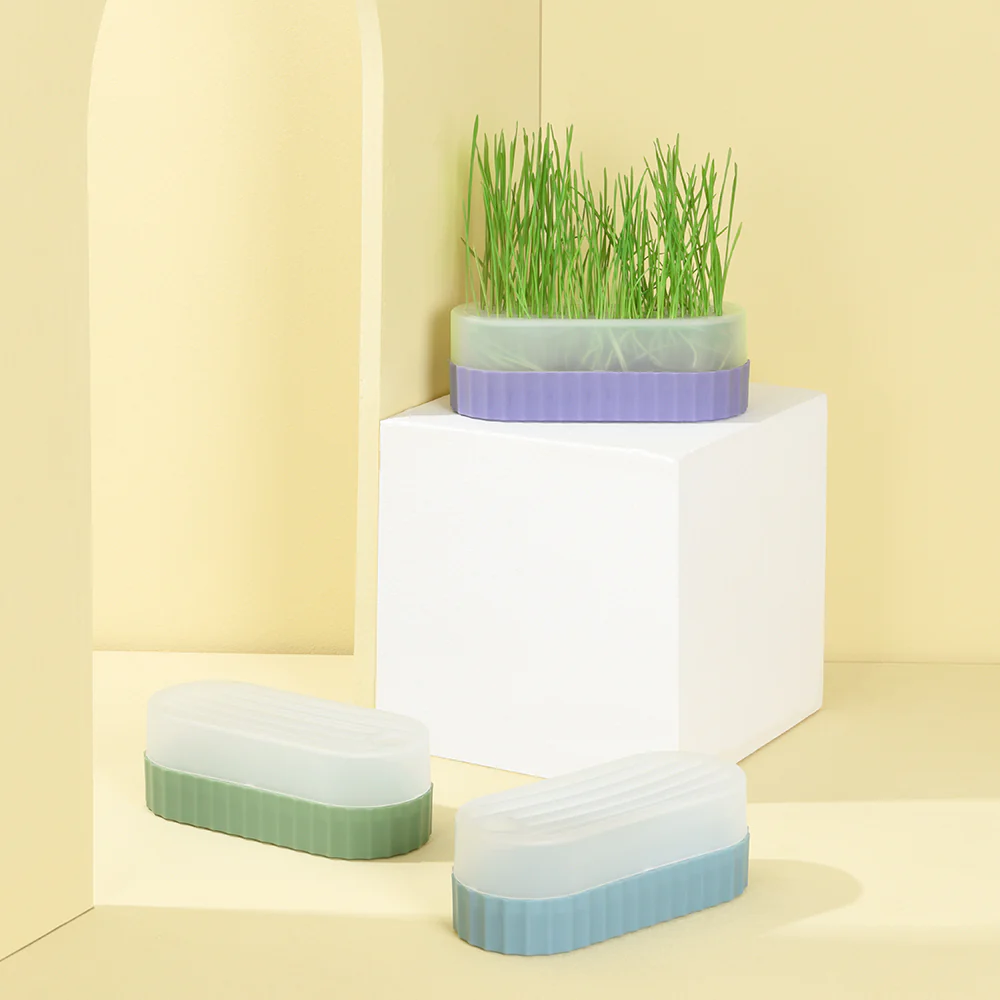 PAKEWAY Purple Cat Grass Pot with 2 pcs Bags Of Wheat Seed - Image 9
