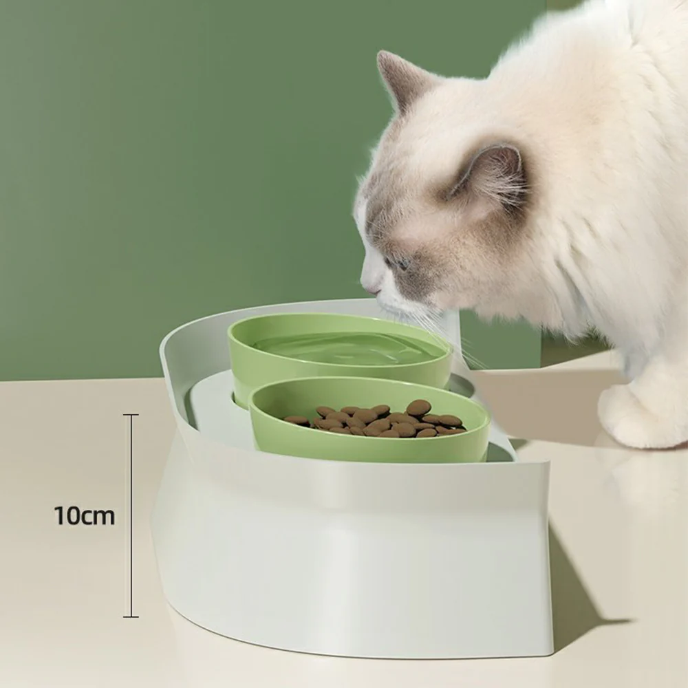PAKEWAY Double Plastic Green Feeding Bowls with Grey Rack - Image 3