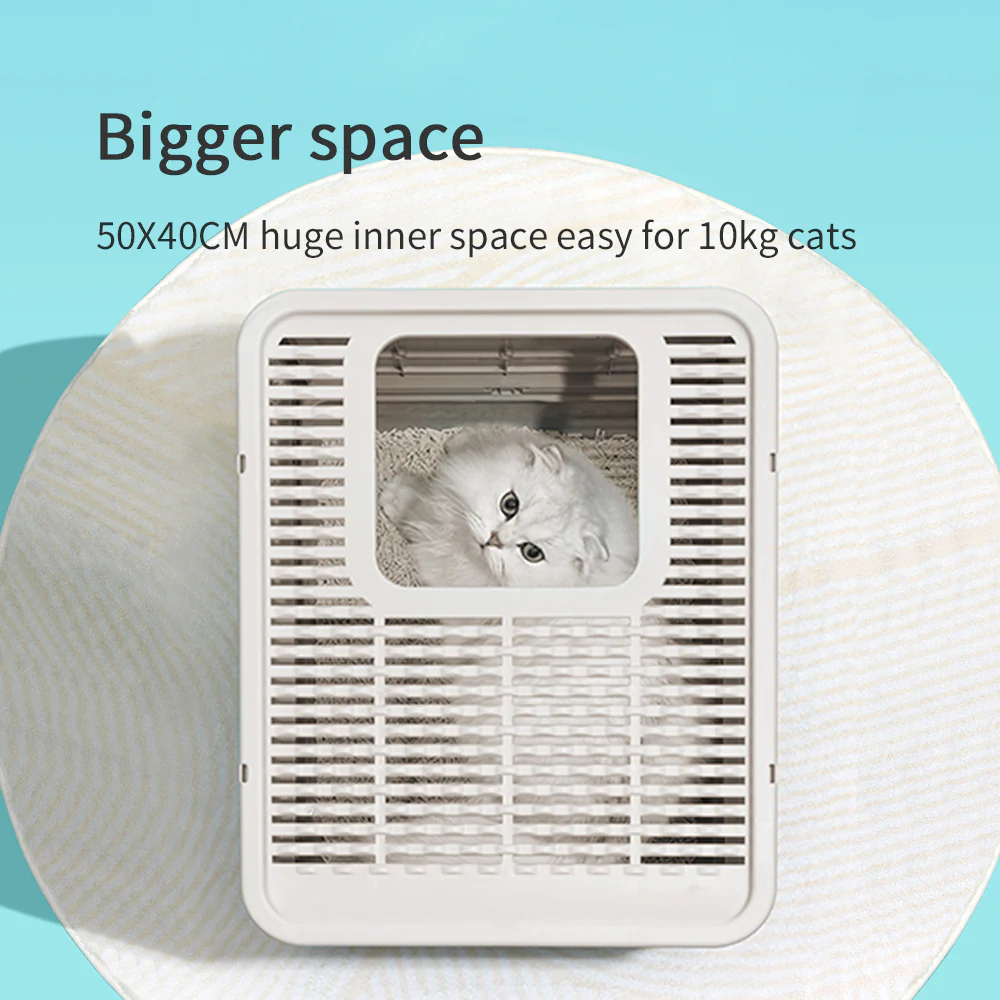 PAKEWAY Foldable Enclosed Cat Litter Box with Stainless Steel Tray 54.2x42.2x38cm - Image 11