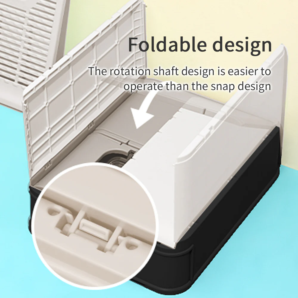 PAKEWAY Foldable Enclosed Cat Litter Box with Stainless Steel Tray 54.2x42.2x38cm - Image 14