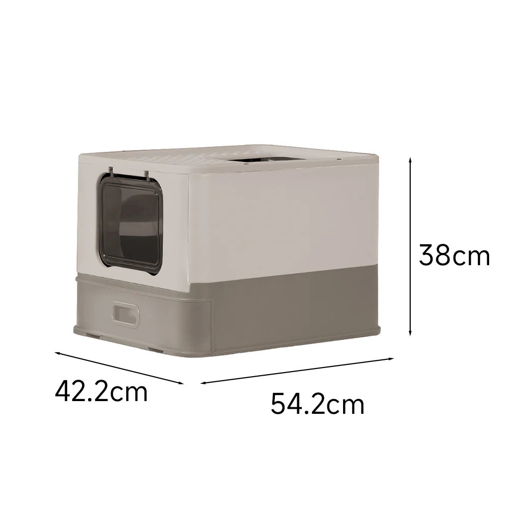 PAKEWAY Foldable Enclosed Cat Litter Box with Stainless Steel Tray 54.2x42.2x38cm - Image 15