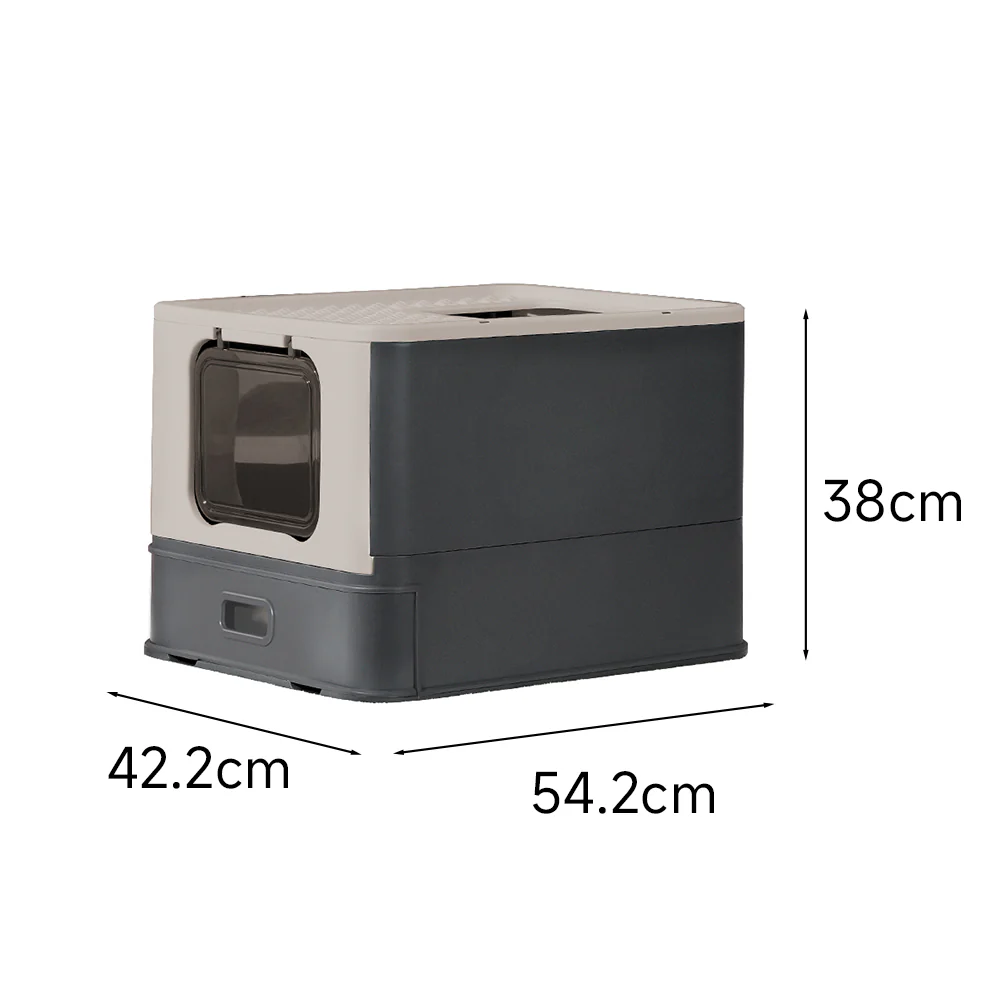 PAKEWAY Foldable Enclosed Cat Litter Box with Stainless Steel Tray 54.2x42.2x38cm - Image 16