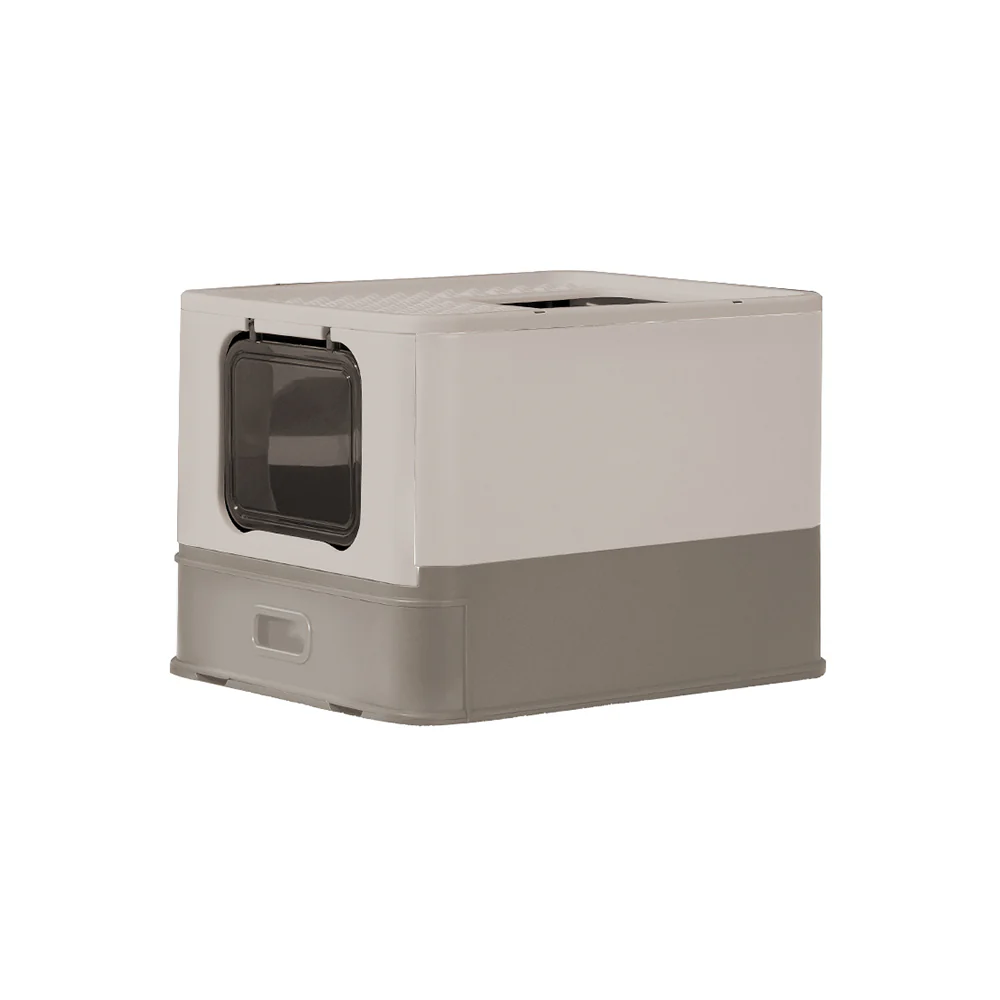 PAKEWAY Foldable Enclosed Cat Litter Box with Stainless Steel Tray 54.2x42.2x38cm - Image 3