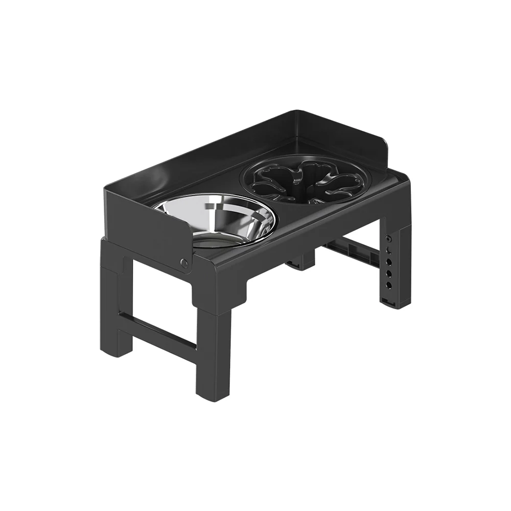 PAKEWAY Lifting Bowl With Five Height Adjustable(One Steel Bowl, One Slow Feeder)