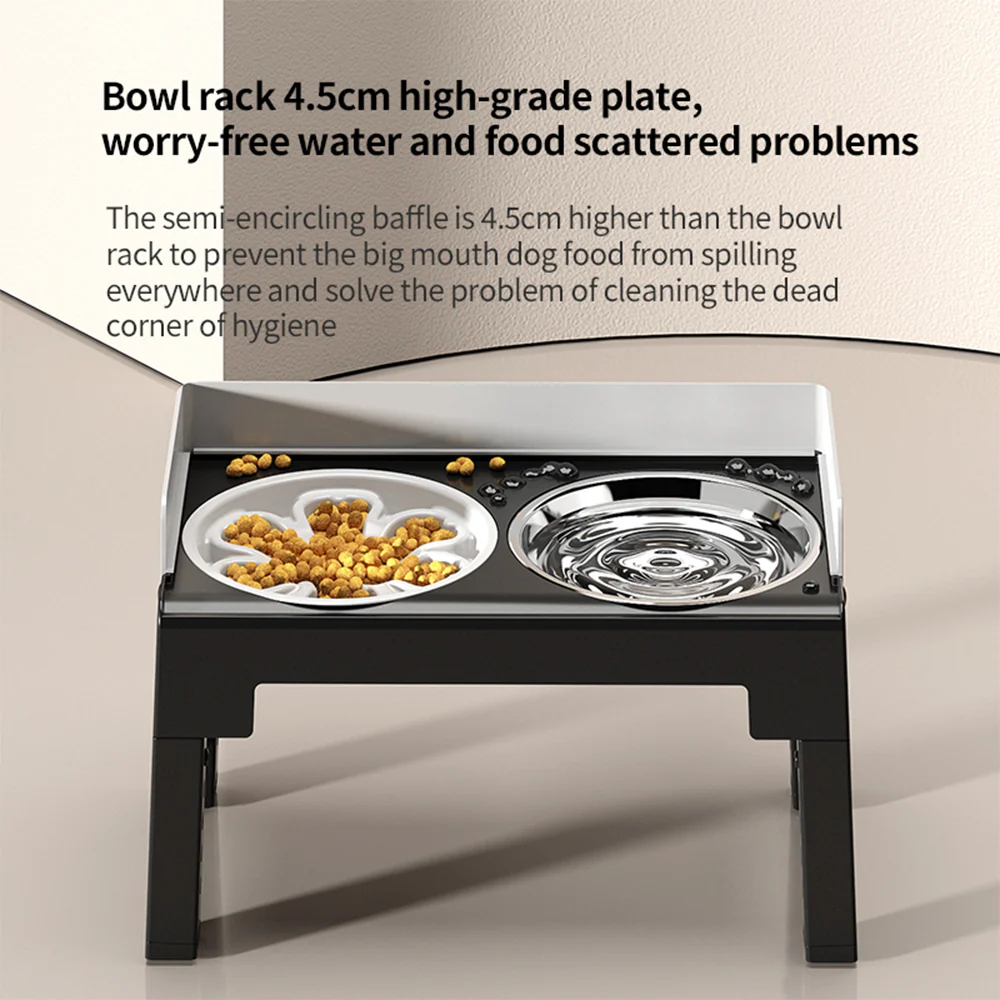 PAKEWAY Lifting Bowl With Five Height Adjustable(One Steel Bowl, One Slow Feeder) - Image 3