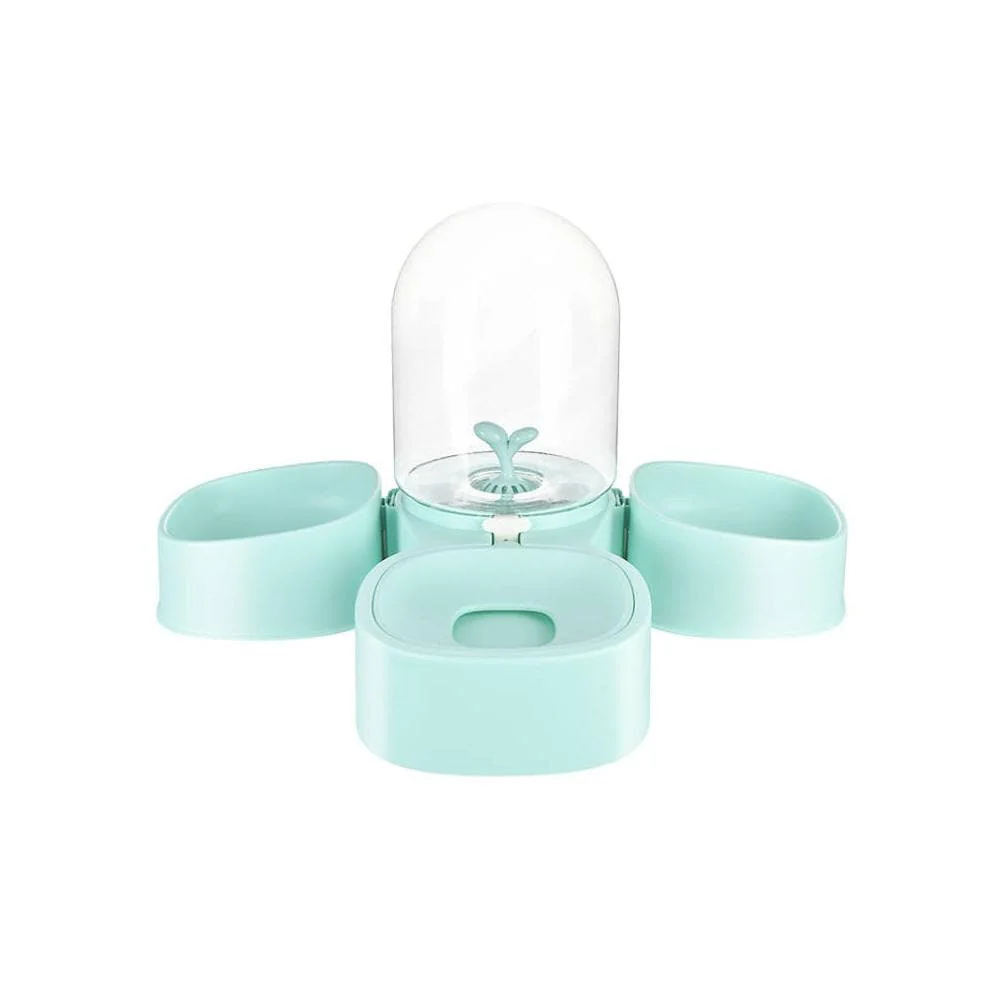 PAKEWAY Aqua Mangosteen Double Pet Bowl (Dual Feeding Bowls + One Water Bowl)