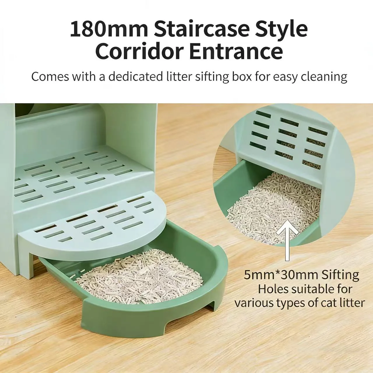 PAKEWAY Green Star Tunnel Cat Litter Box - Image 2