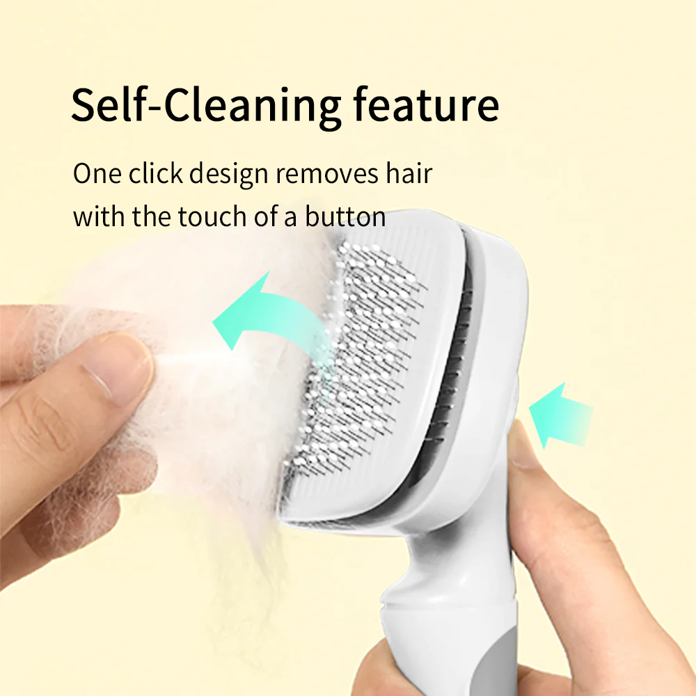 PAKEWAY T10 Self Cleaning Slicker Brush - Grey & White - Standard Version - Image 6