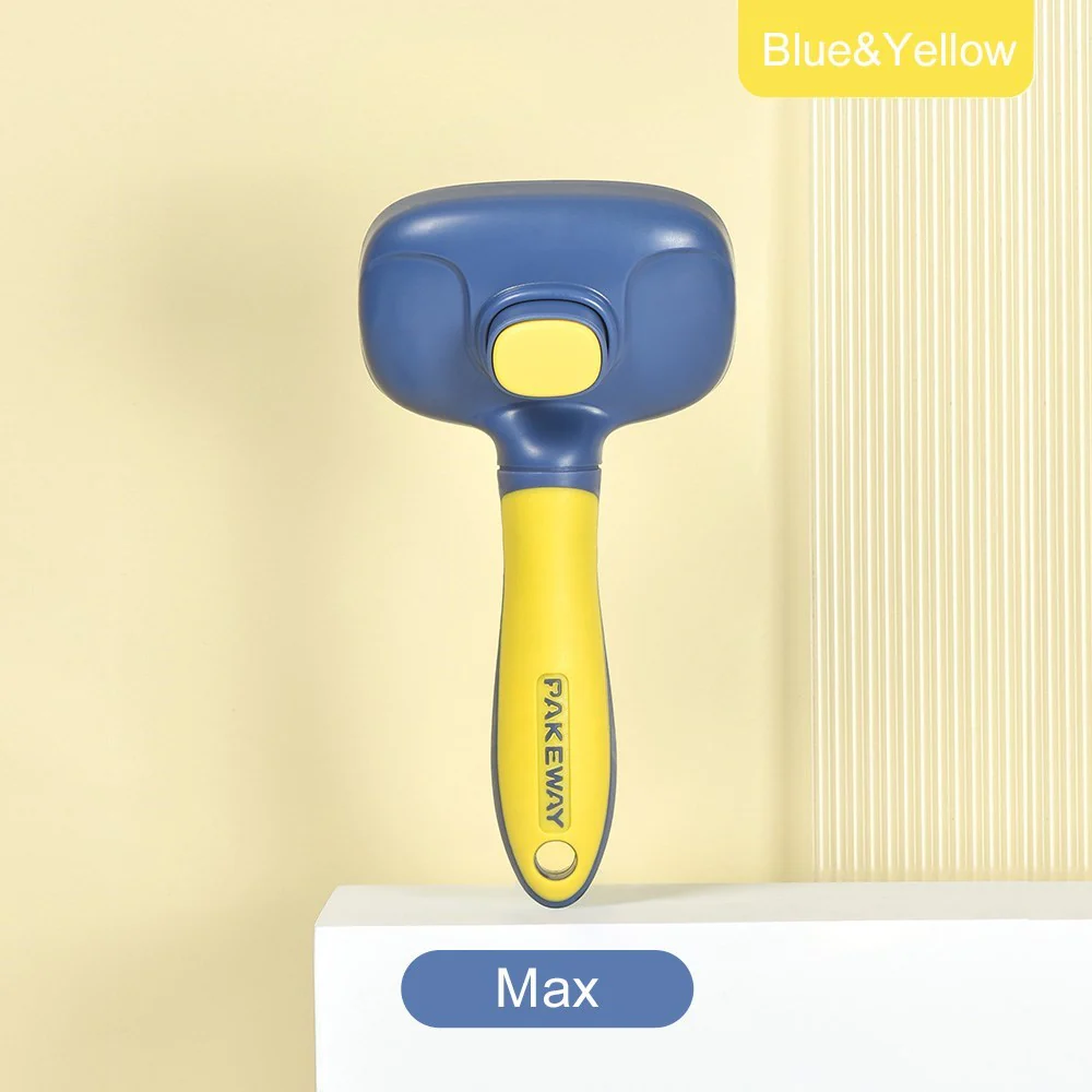 PAKEWAY Blue & Yellow T10 Self-Cleaning Slicker Brush Max (Extra Large) - Image 2