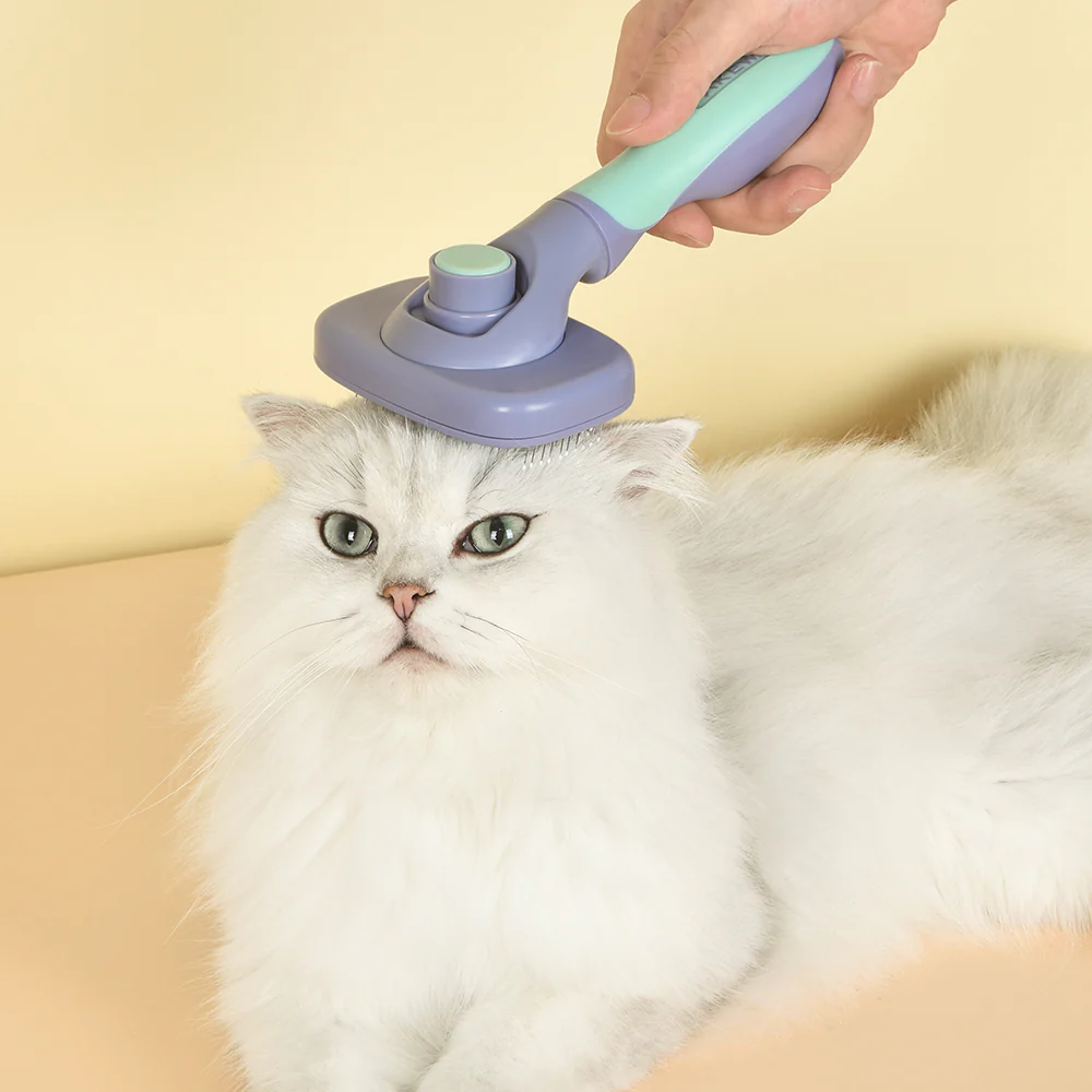 PAKEWAY Green & Purple T10 Self-Cleaning Slicker Brush Max (Extra Large) - Image 9