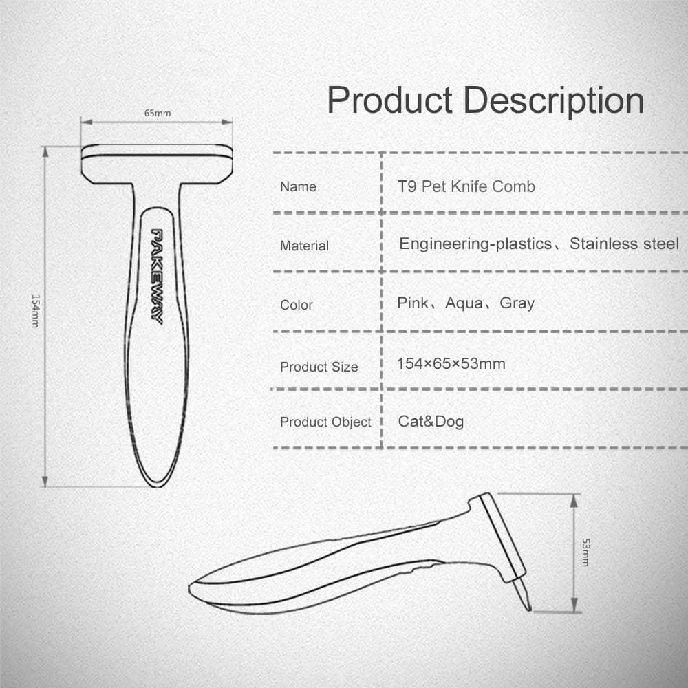 PAKEWAY T9 Grey Pet Deshedding Comb - Image 4