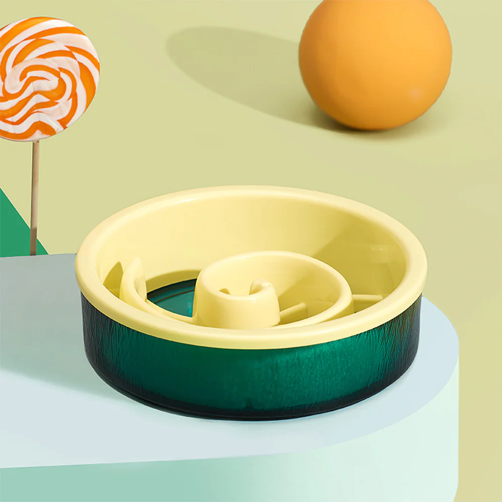 PAKEWAY Yellow Glass Slow-feed Bowl For Pets - Image 2