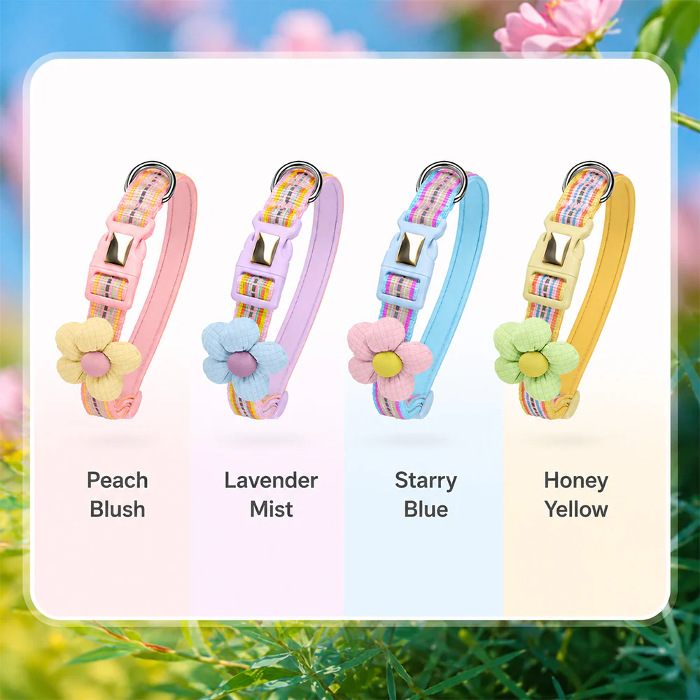 Pet Collar Personalised Engraved Cute Flower Design Adjustable - Image 8