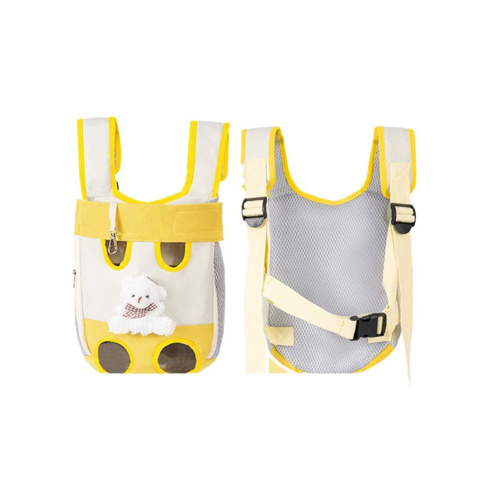 Pet Front Carrier Backpack Breathable Bear Yellow Medium