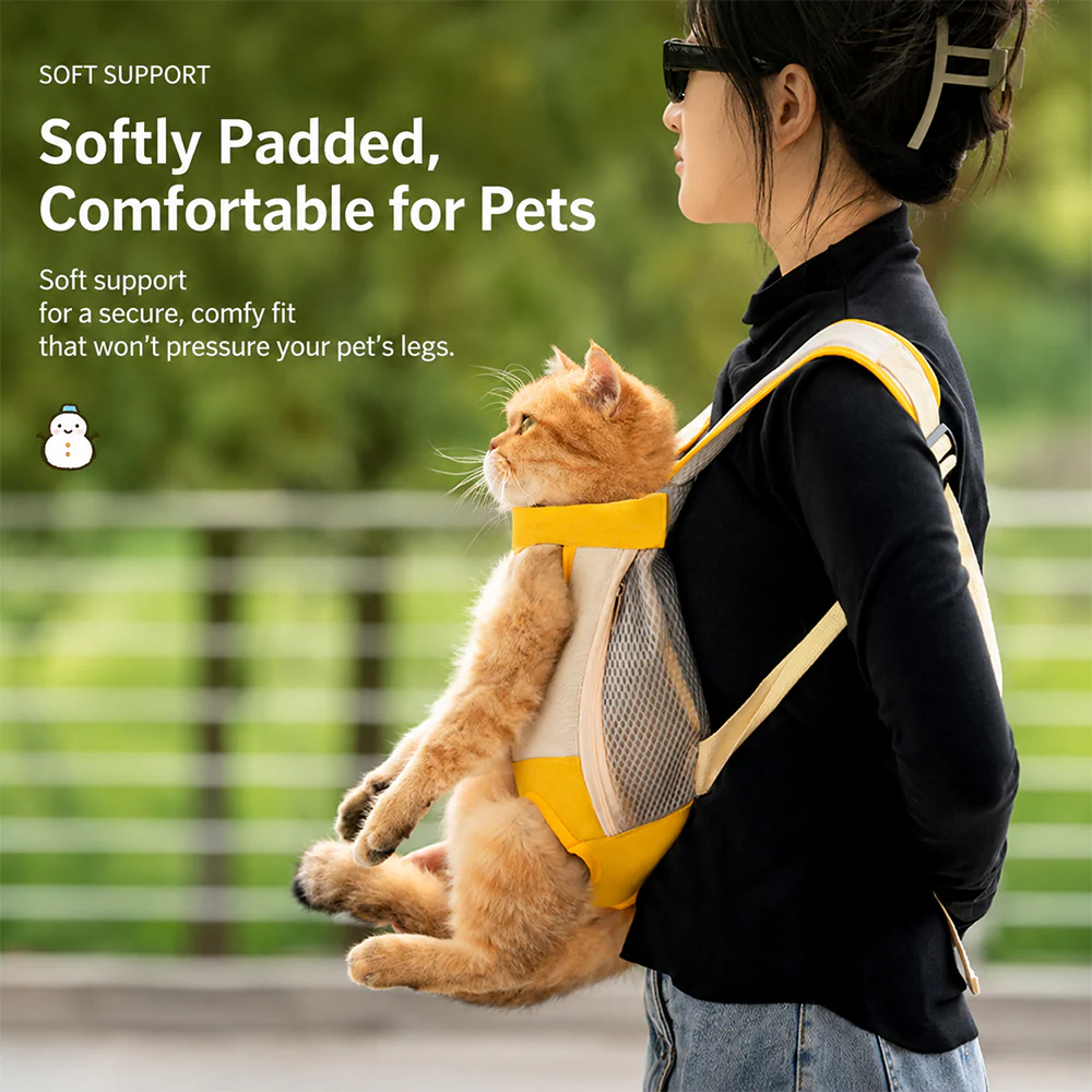 Pet Front Carrier Backpack Breathable Bear Yellow Medium - Image 4