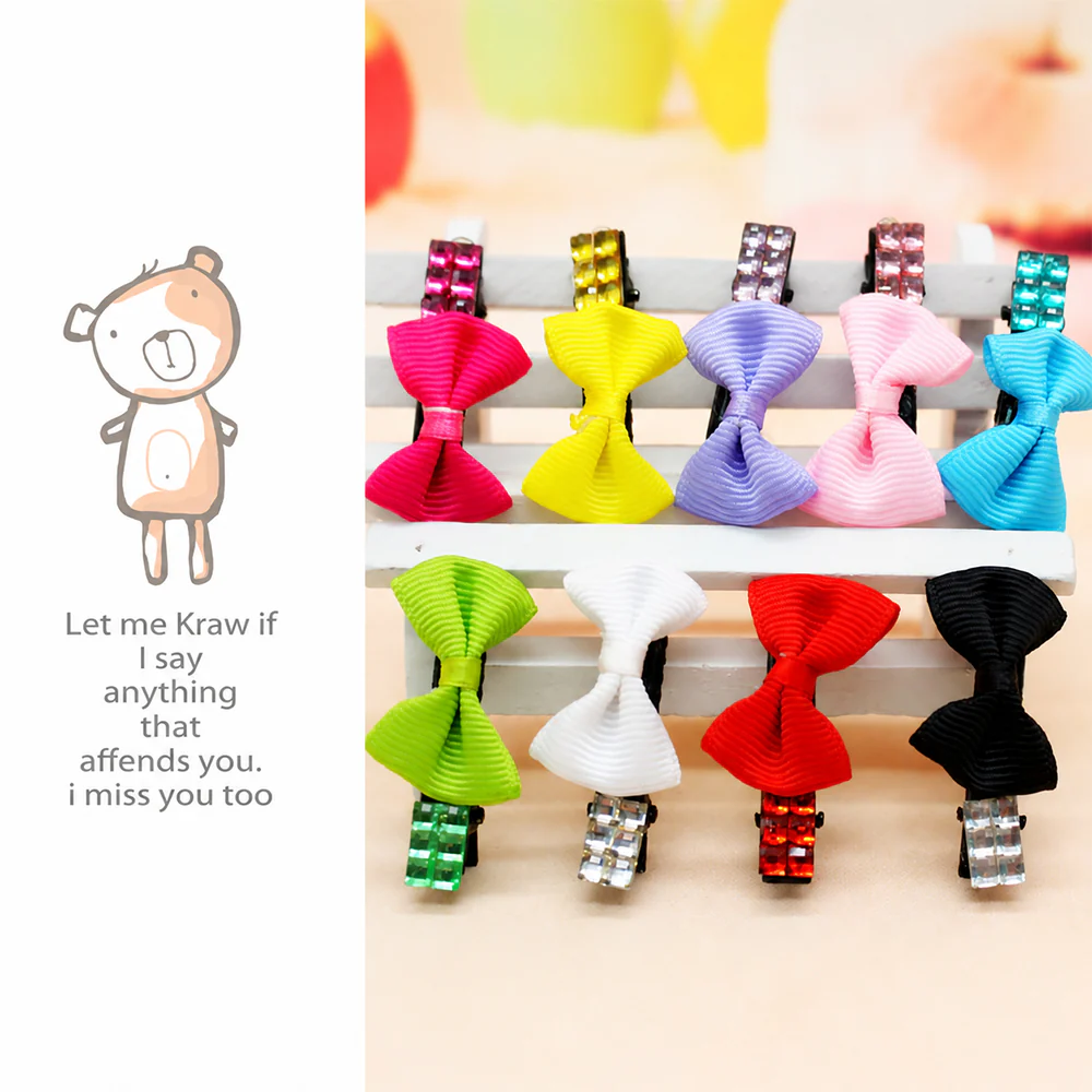Pet Hair Clip Cute Cherry Bow Grooming Accessory Random 1pc - Image 2