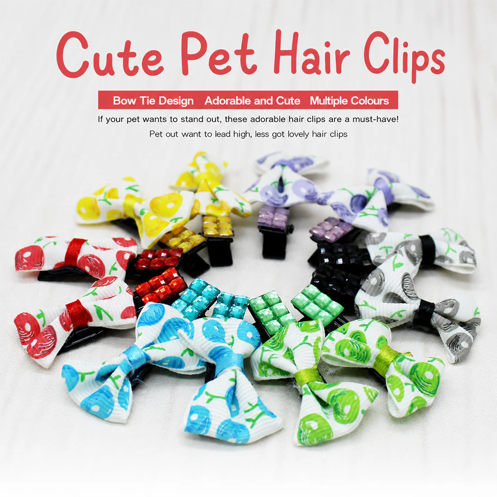 Pet Hair Clip Cute Cherry Bow Grooming Accessory Random 1pc - Image 6