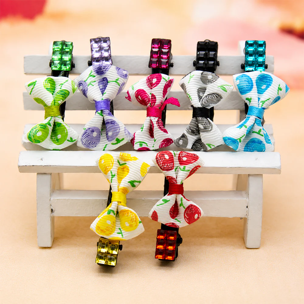 Pet Hair Clip Cute Cherry Bow Grooming Accessory Random 1pc - Image 7