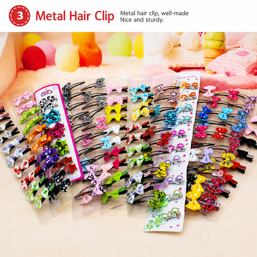 Pet Hair Clip Cute Cherry Bow Grooming Accessory Random 1pc - Image 9