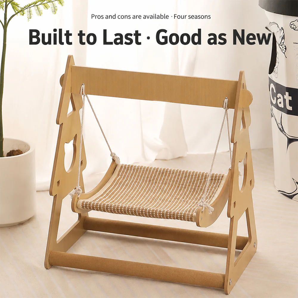 Pet Hammock Swing Bed Wooden Double Layer - Image 4