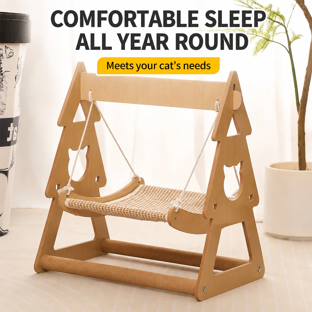 Pet Hammock Swing Bed Wooden Double Layer - Image 5