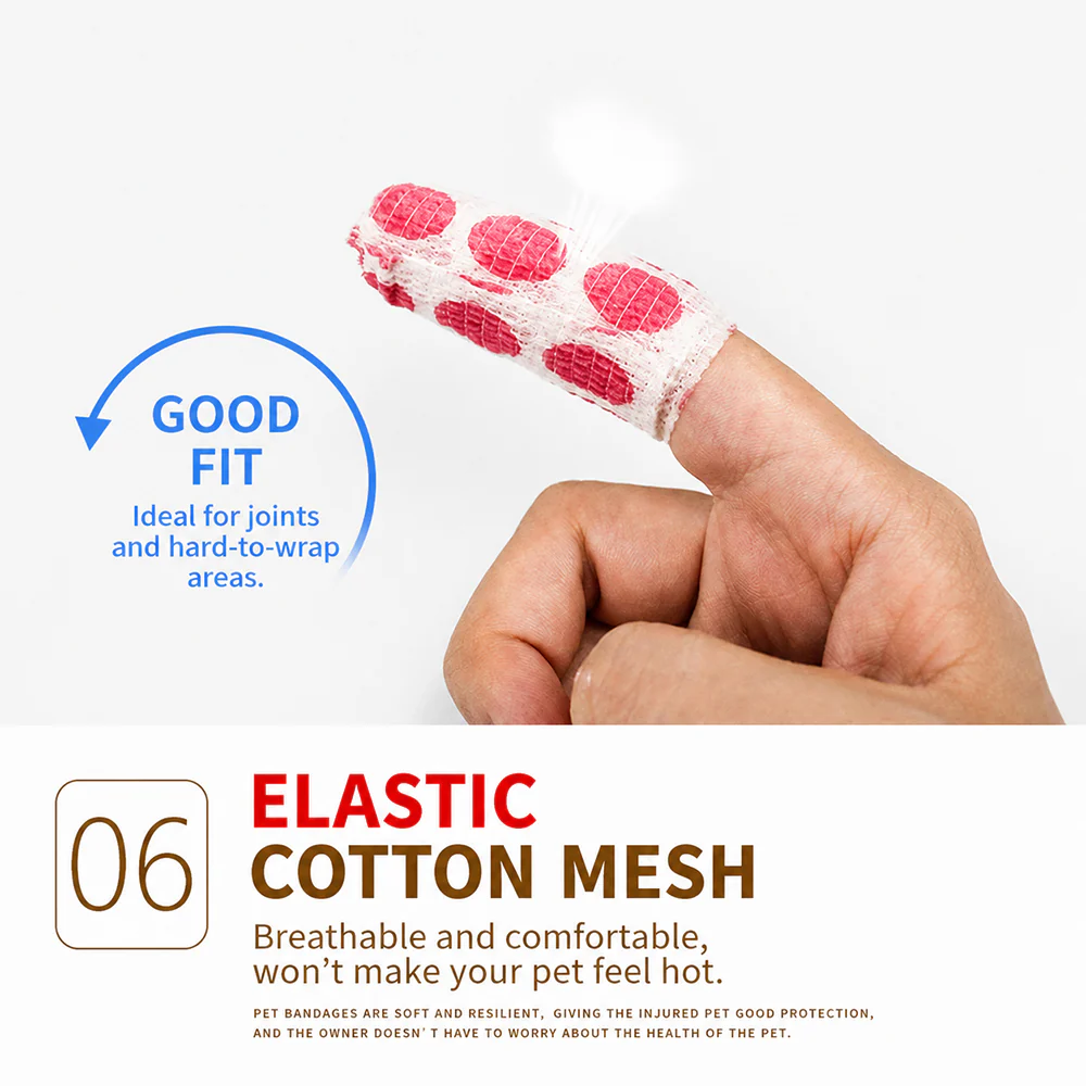 Pet Self-Adhesive Bandage – Vet Wrap Cohesive No-Glue for Cats & Dogs - Image 6