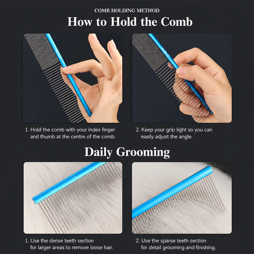 Pet Steel Comb Grooming Detangling Fine Tooth - Image 2