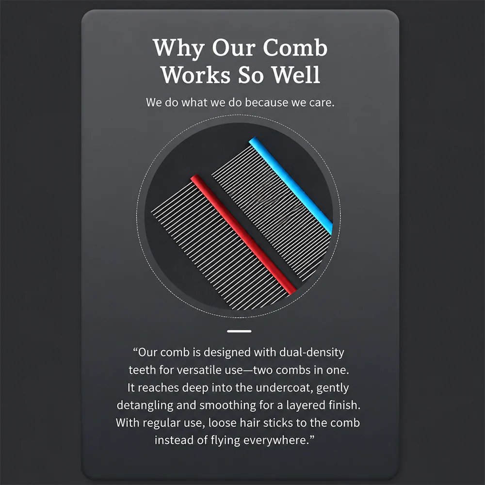 Pet Steel Comb Grooming Detangling Fine Tooth - Image 4