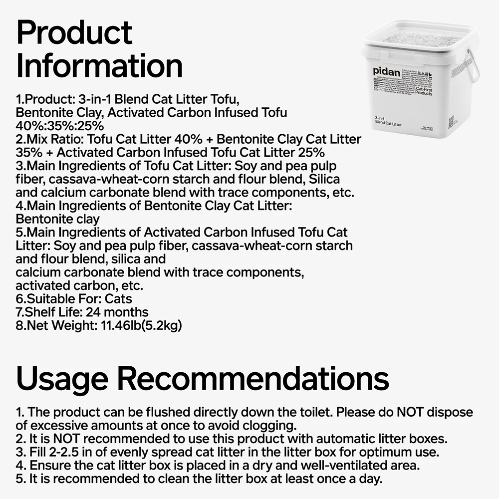 PIDAN 3-in-1 Mixed Cat Litter 5.2kg Reusable Bucket - Image 7