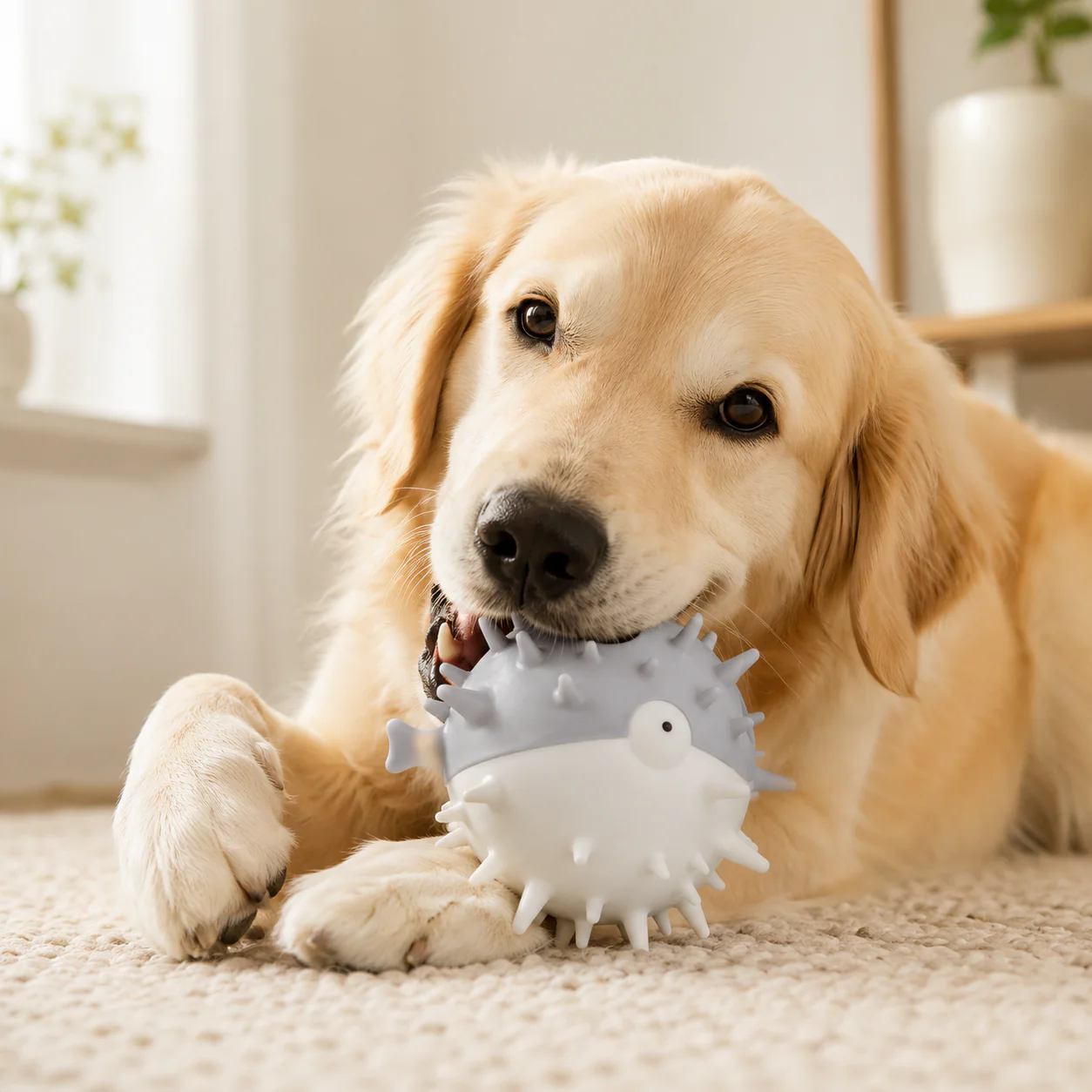PIDAN Balloonfish Style Dog Squeaker Toy - Grey - Image 2