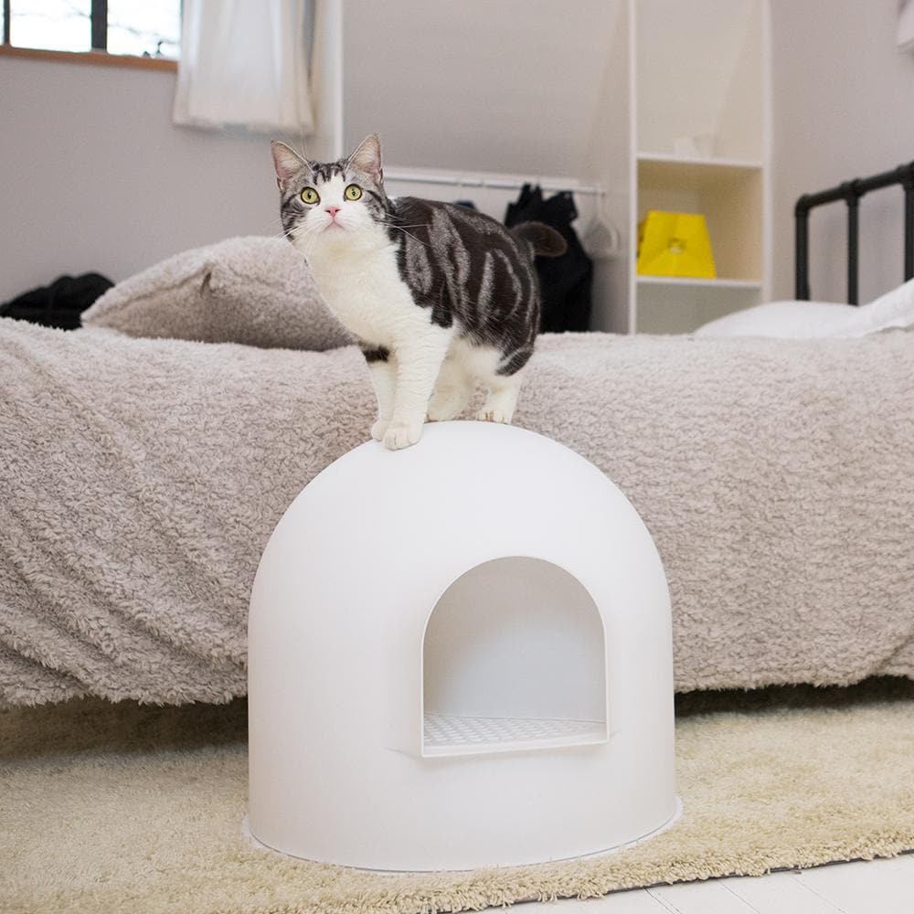 PIDAN White Igloo Cat Litter Box – Red Dot Award Winner | Extra Large Enclosed Cat Toilet - Image 5