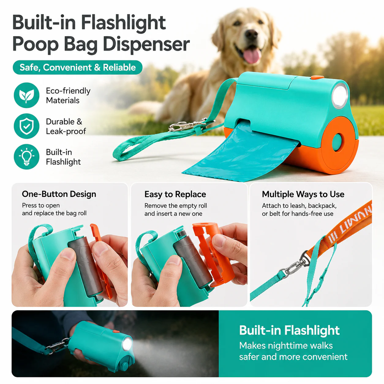 PIDAN Pet Waste Poop Bag with LED Flashlight - Image 2