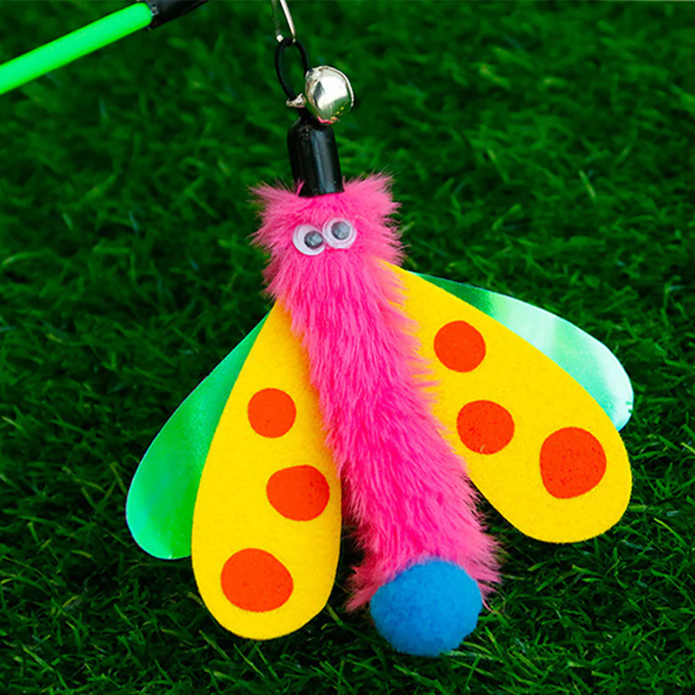 Pink Flying Insect Bell Cat Teaser - Image 2