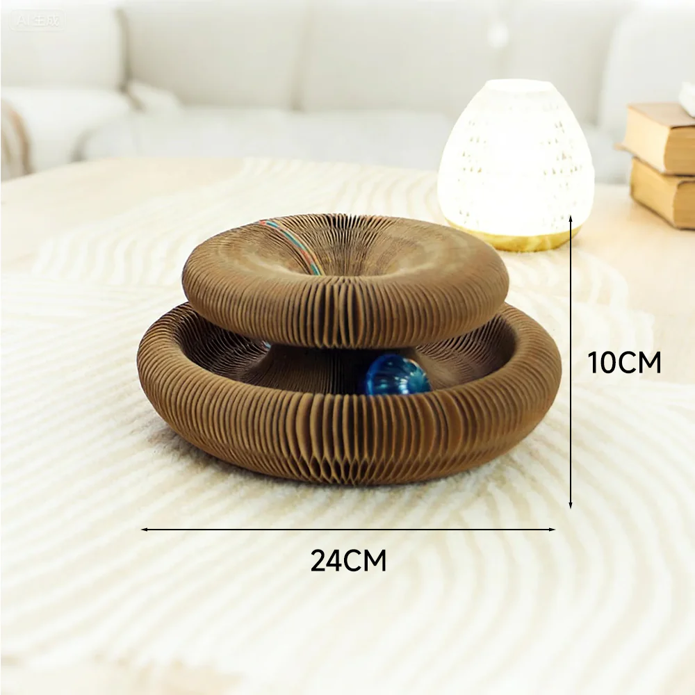 Foldable Accordion Cat Scratcher – Magnetic Corrugated Cardboard Toy - Image 2