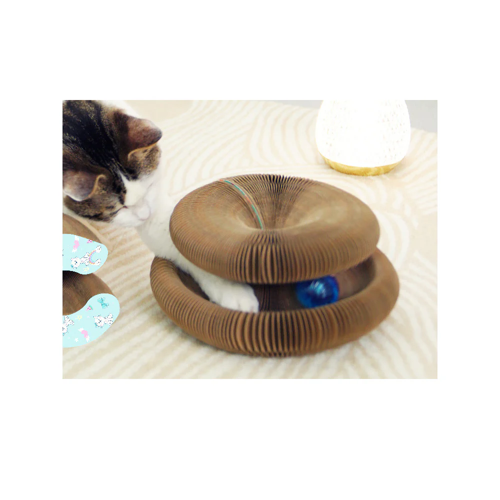 Foldable Accordion Cat Scratcher – Magnetic Corrugated Cardboard Toy - Image 4
