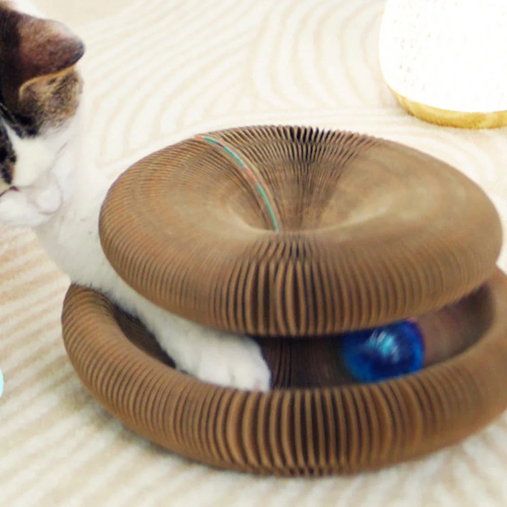 Foldable Accordion Cat Scratcher – Magnetic Corrugated Cardboard Toy - Image 5