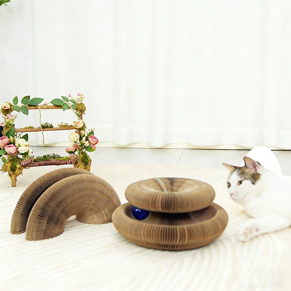 Foldable Accordion Cat Scratcher – Magnetic Corrugated Cardboard Toy - Image 7