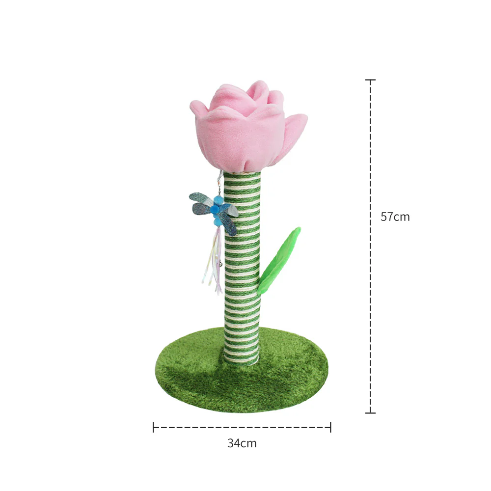 Pink Tulip Sisal Durable Cat Scratching Post - Image 2