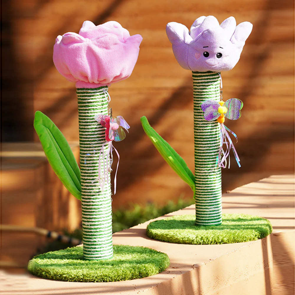 Pink Tulip Sisal Durable Cat Scratching Post - Image 4