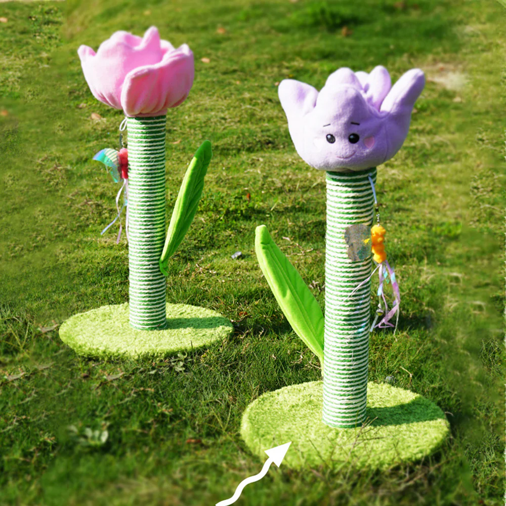 Pink Tulip Sisal Durable Cat Scratching Post - Image 8