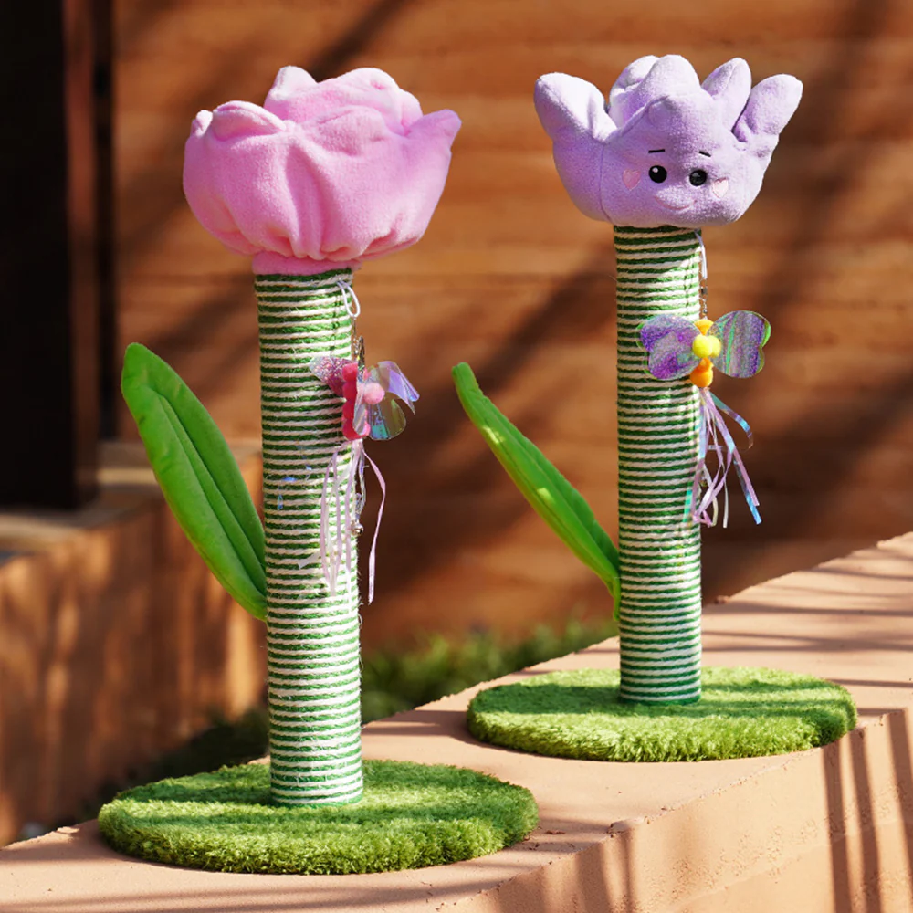 Pink Tulip Sisal Durable Cat Scratching Post - Image 9