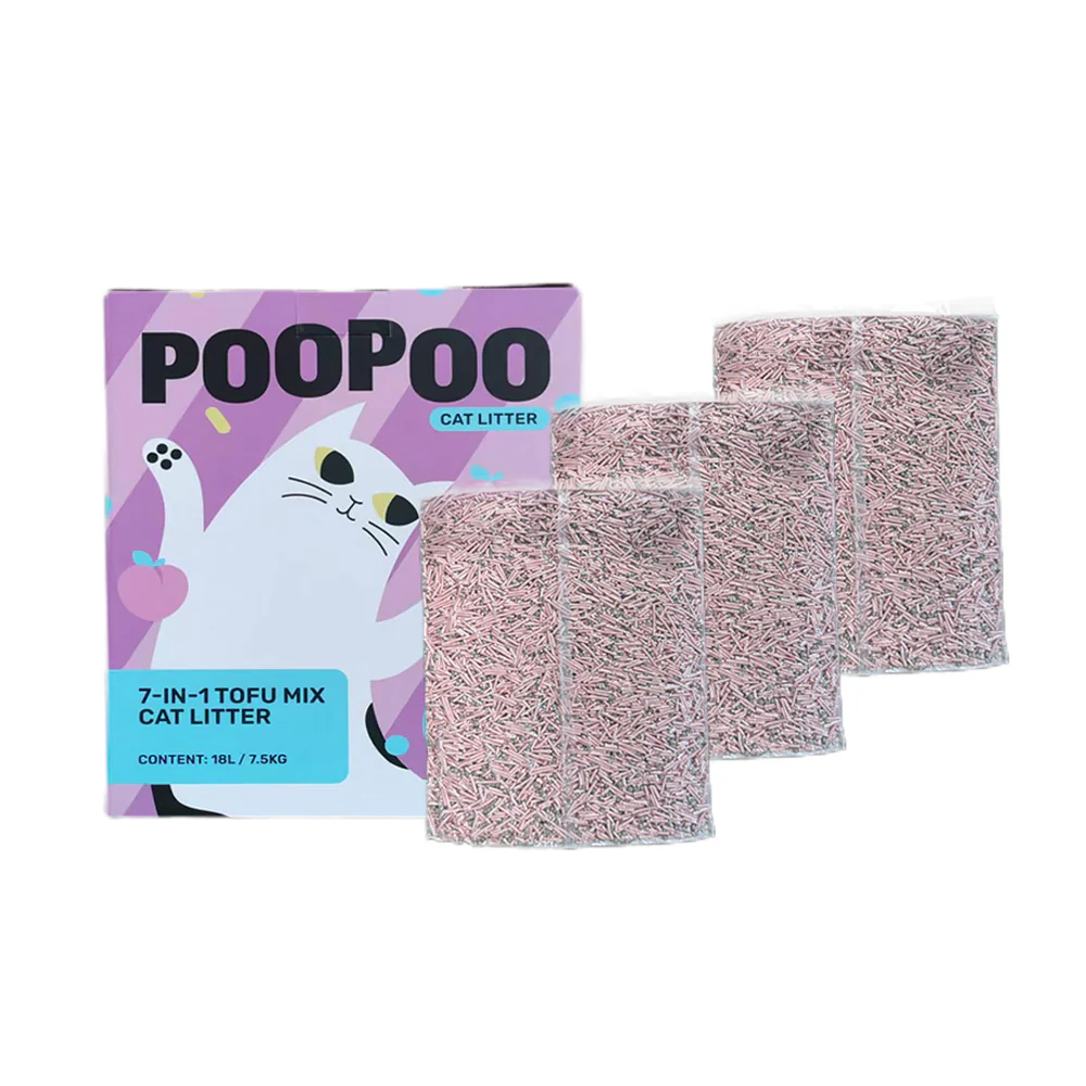 POOPOO 7 IN 1 Tofu Mix Cat Litter - Peach 18L/7.5kg - Image 5