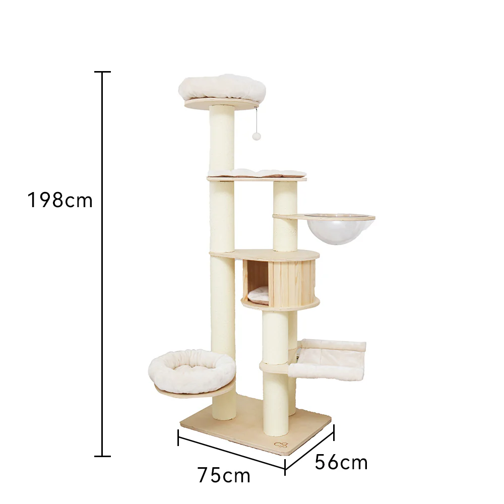 CATIO Solid Wood Climbing Post Scratcher Cat Tree 198cm - Image 3